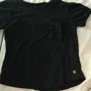 Black Kids T-Shirt with Pocket Bow
